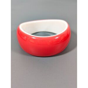 Vintage Asymmetrical Lucite Bangle Bracelet Pink White Bold Chunky 8"